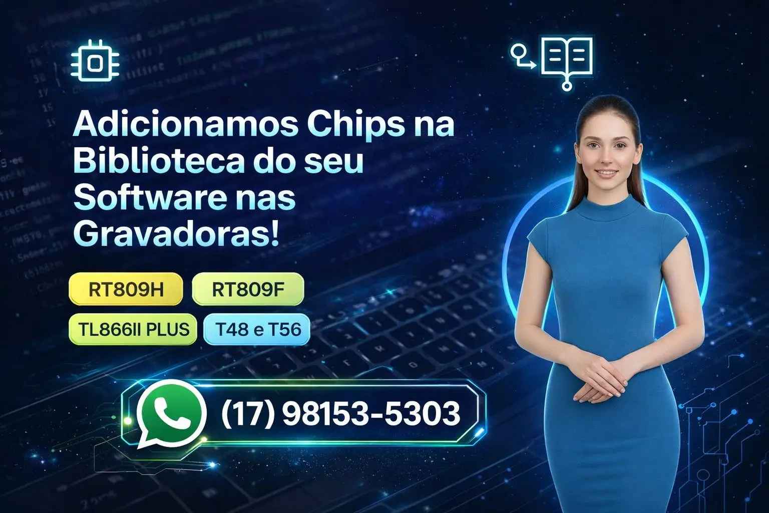 Propaganda sobre serviço de adição de chips nos softwares RT809H, RT809F e T48
